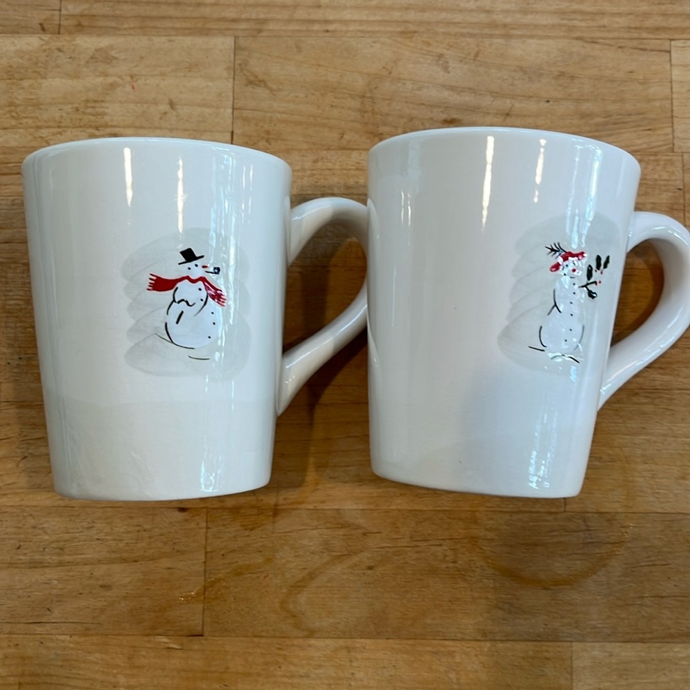 Snowman Design White Mugs